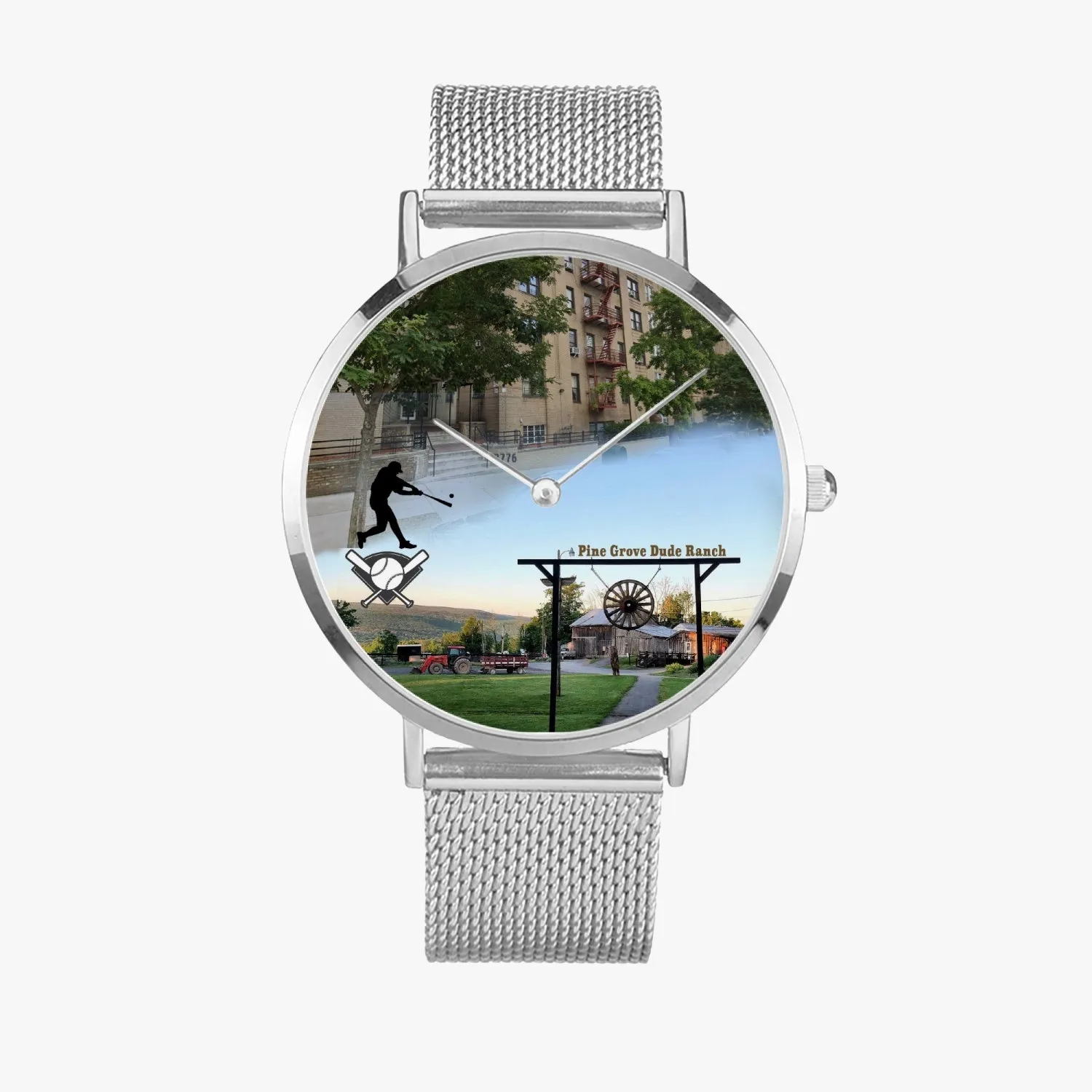 Personalized Memorial Watch : Unisex Ultra-Slim (in silver, gold & black metal bands)