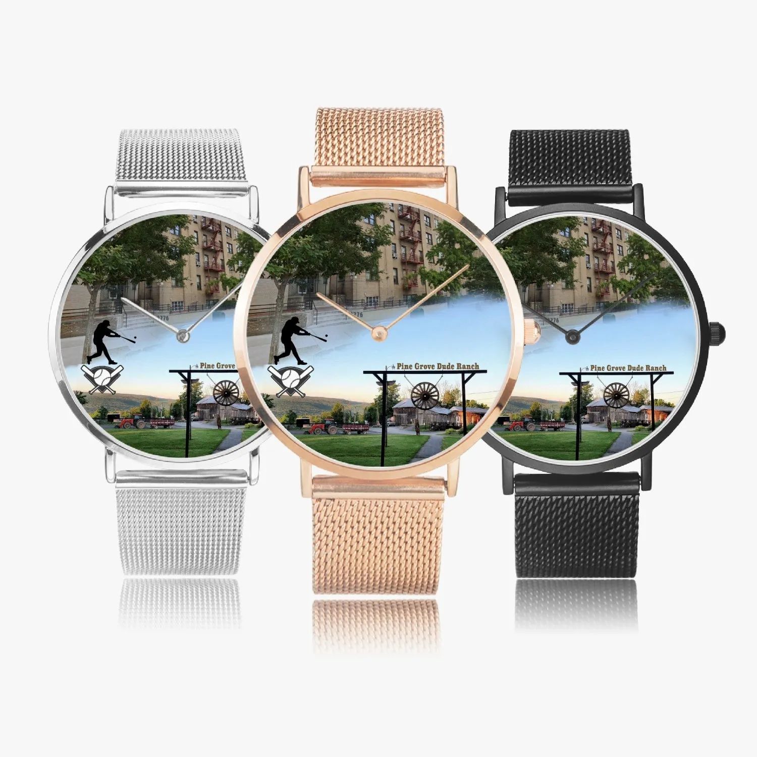 Personalized Memorial Watch : Unisex Ultra-Slim (in silver, gold & black metal bands)