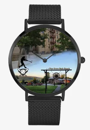 Personalized Memorial Watch : Unisex Ultra-Slim (in silver, gold & black metal bands)