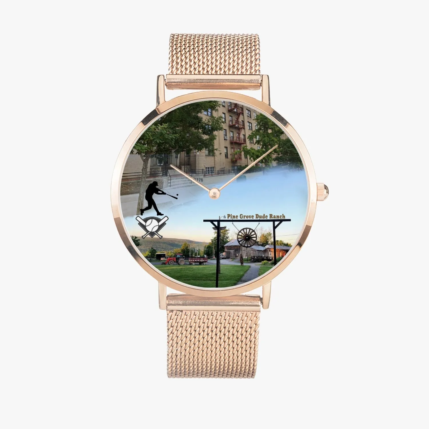 Personalized Memorial Watch : Unisex Ultra-Slim (in silver, gold & black metal bands)