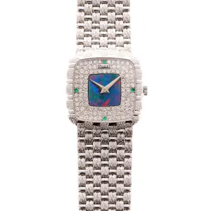 Piaget White Gold Bracelet Watch Ref. 9902 with Opal and Pave Diamond Dial