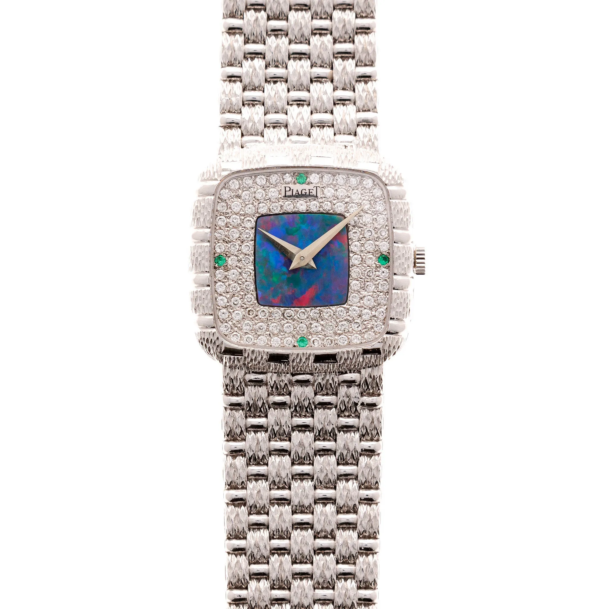 Piaget White Gold Bracelet Watch Ref. 9902 with Opal and Pave Diamond Dial