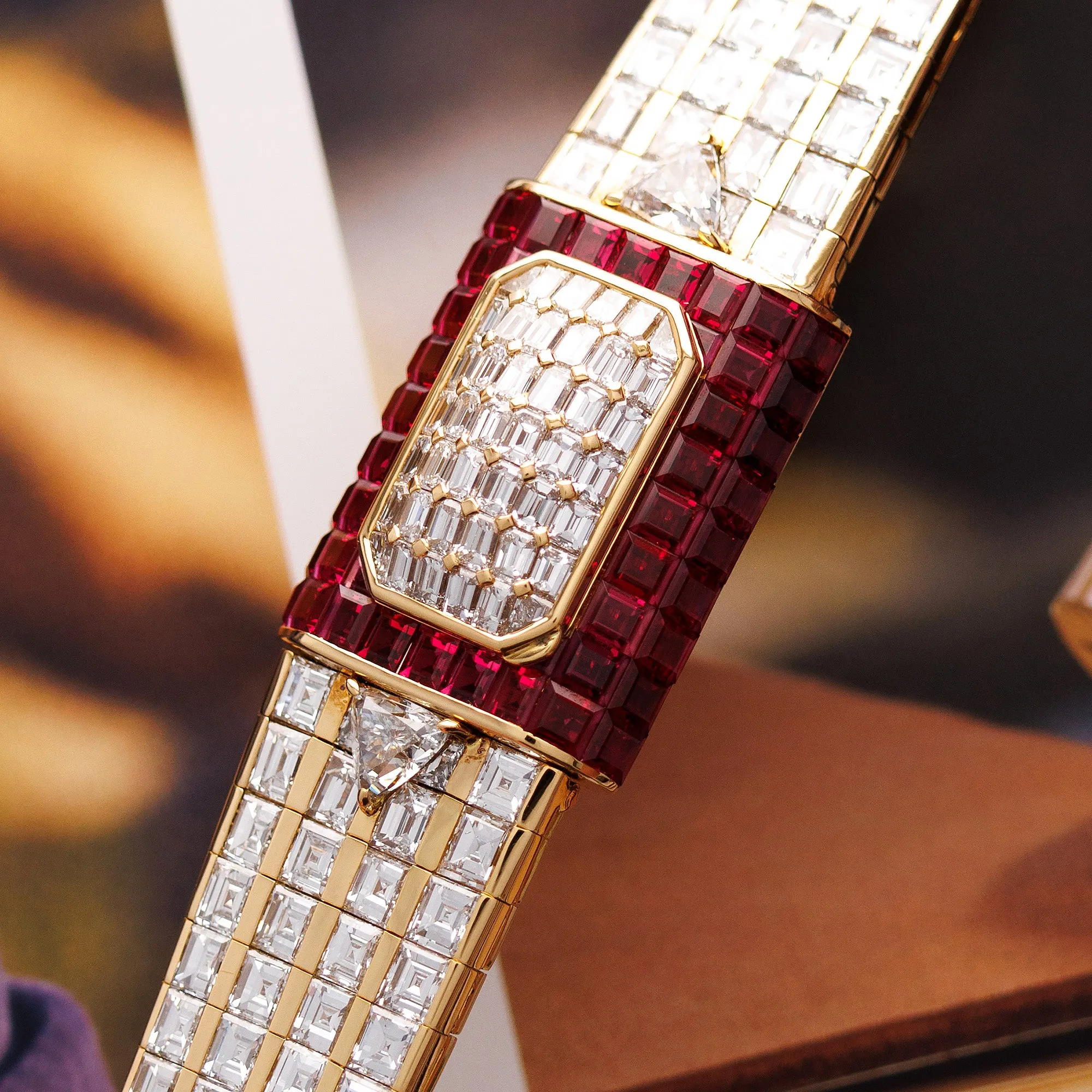 Piaget Yellow Gold Baguette Diamond & Ruby Cover Watch