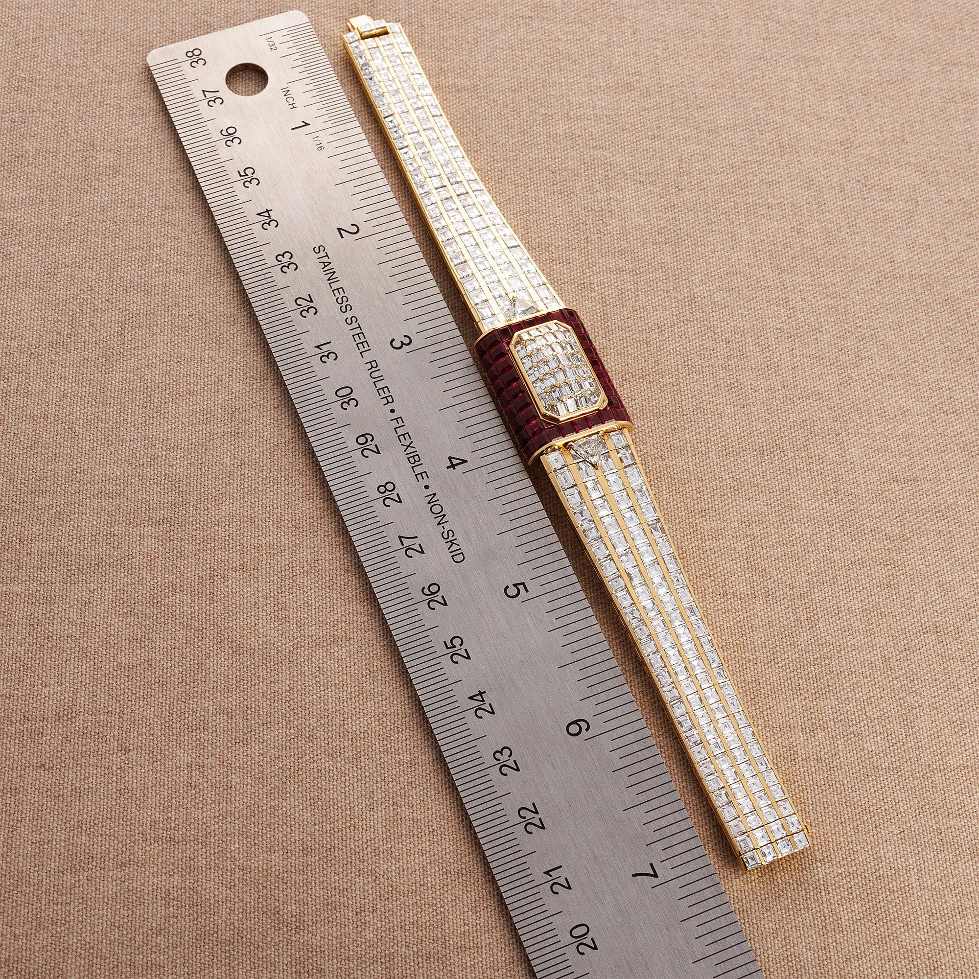 Piaget Yellow Gold Baguette Diamond & Ruby Cover Watch