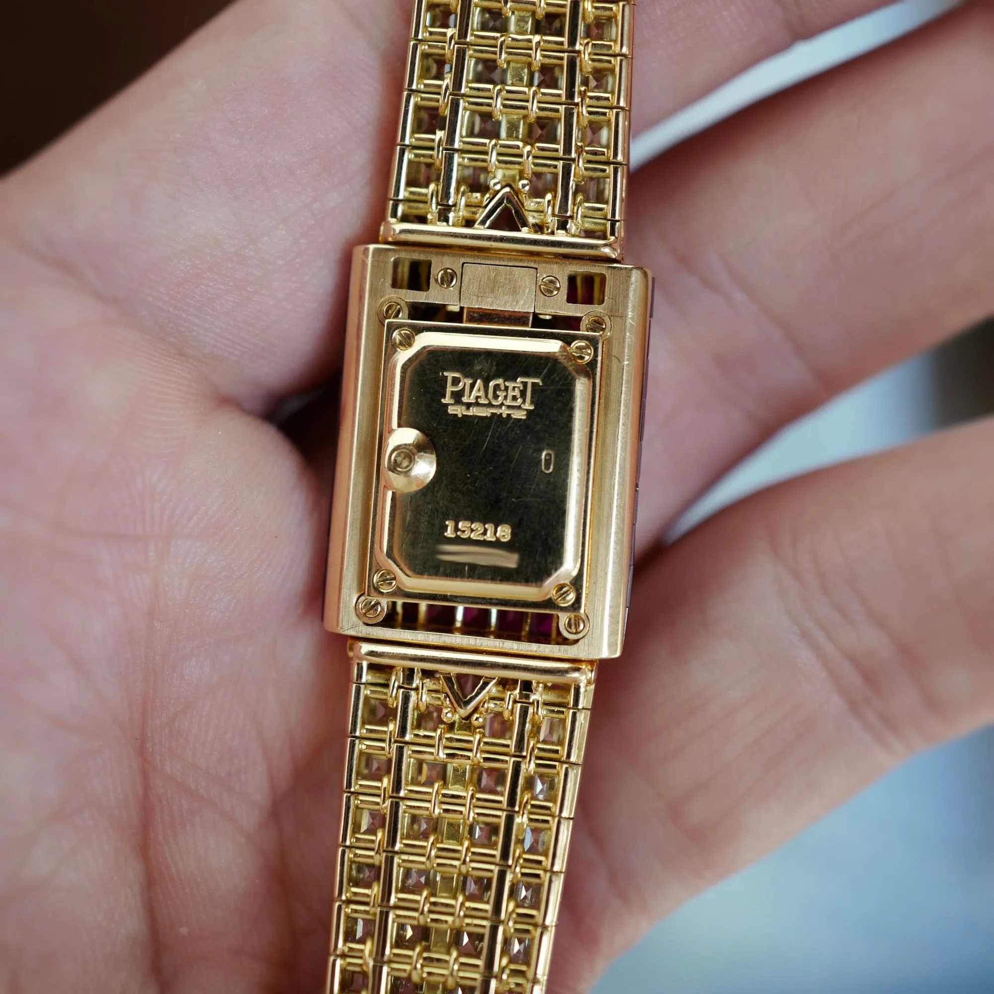 Piaget Yellow Gold Baguette Diamond & Ruby Cover Watch