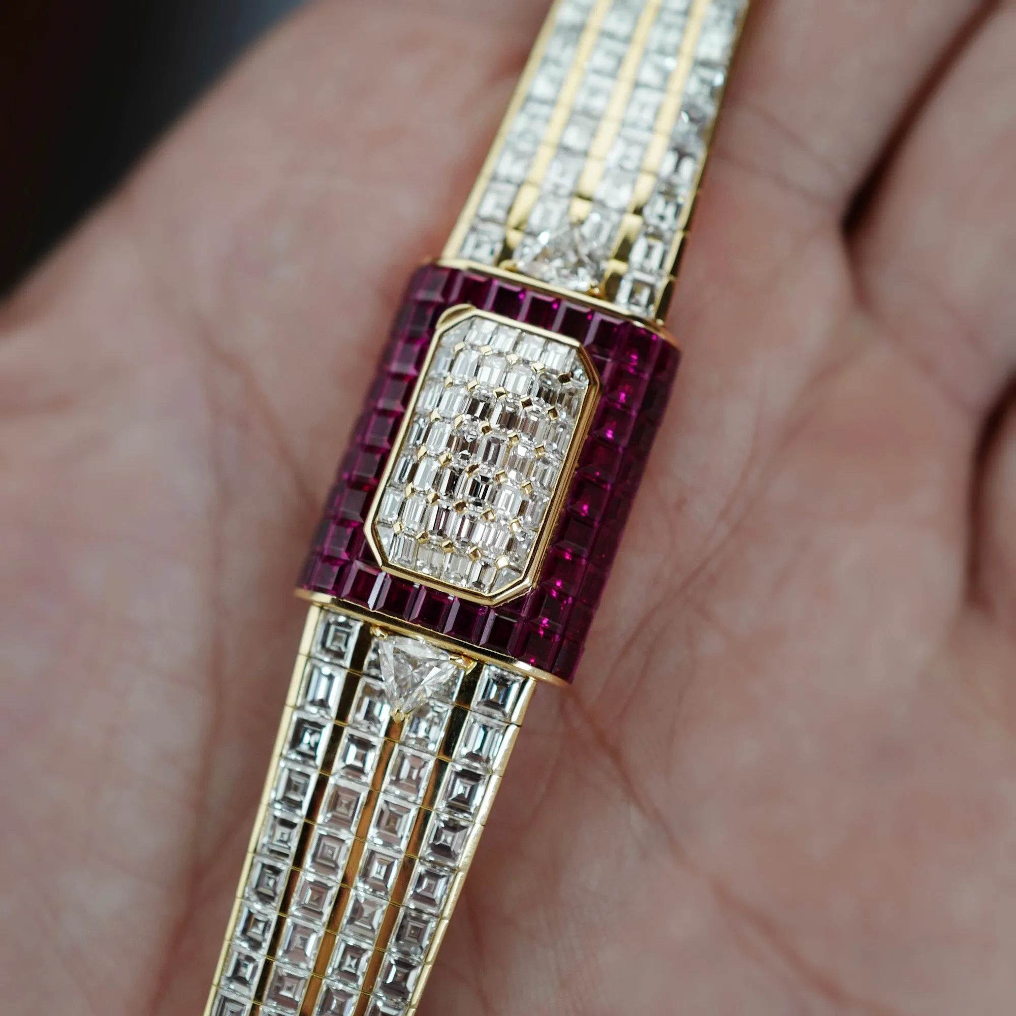 Piaget Yellow Gold Baguette Diamond & Ruby Cover Watch