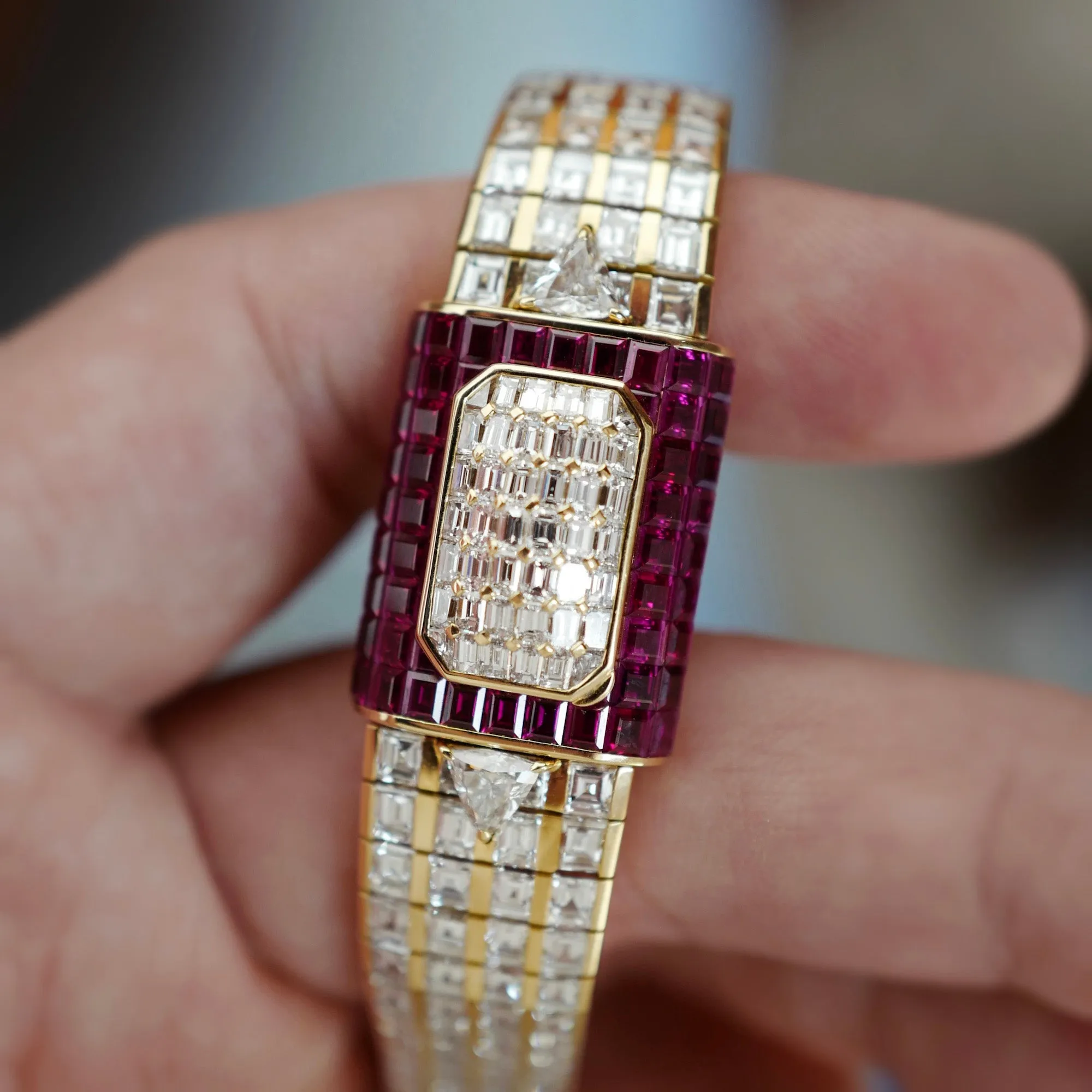 Piaget Yellow Gold Baguette Diamond & Ruby Cover Watch