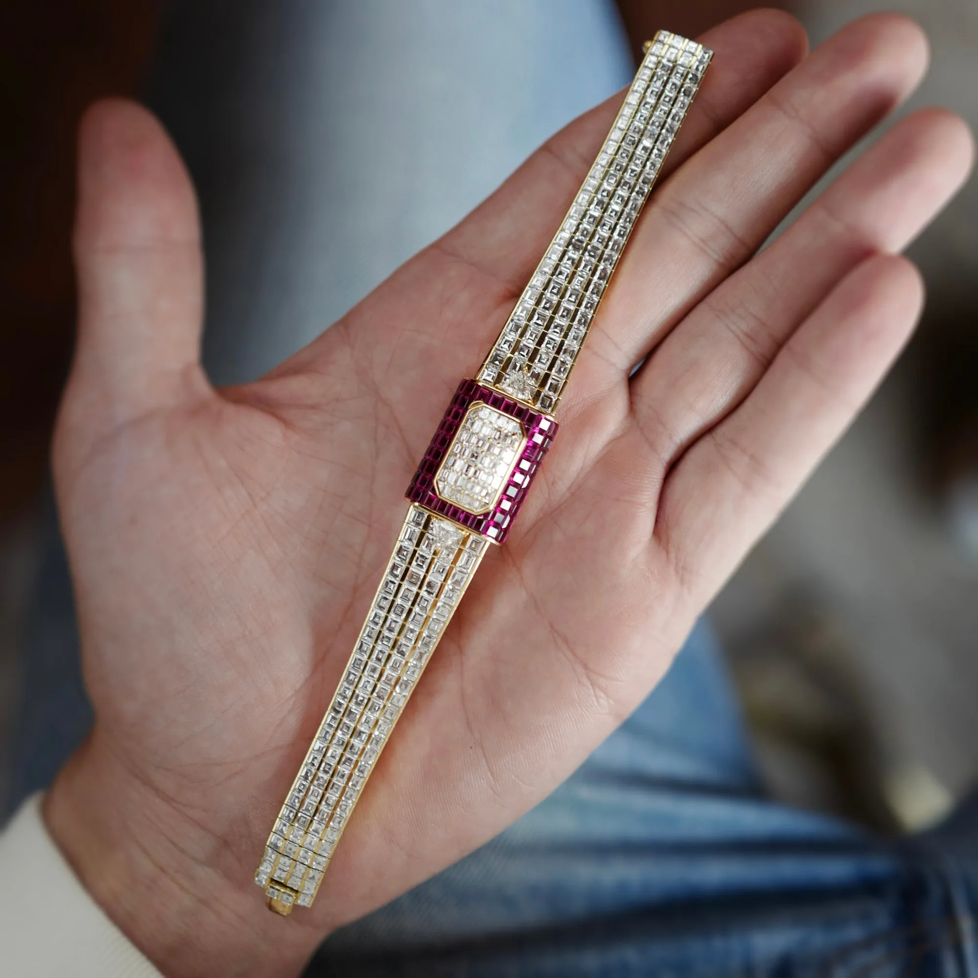 Piaget Yellow Gold Baguette Diamond & Ruby Cover Watch