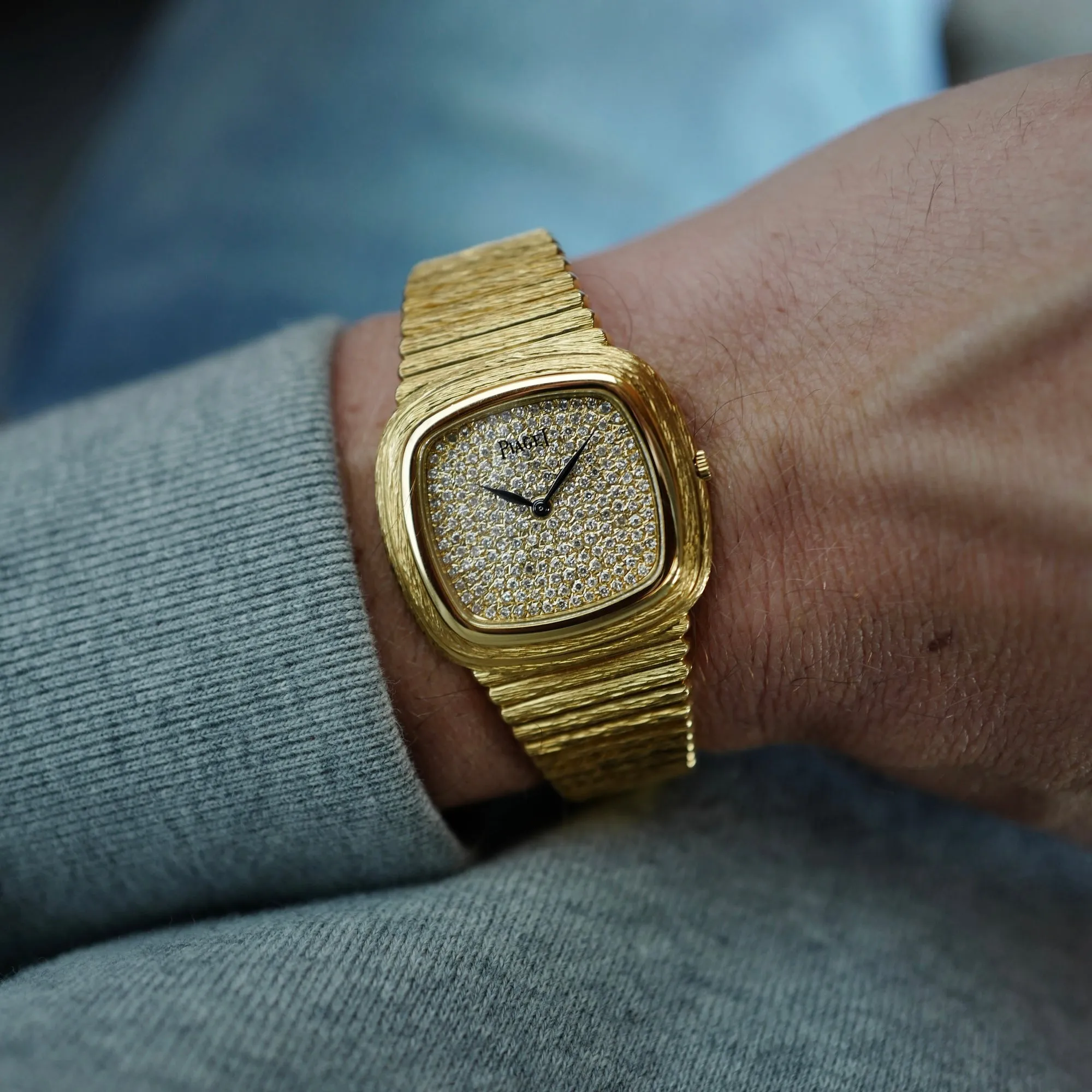 Piaget Yellow Gold Pave TV Shaped Warhol Case Ref. 95121 (New Arrival)