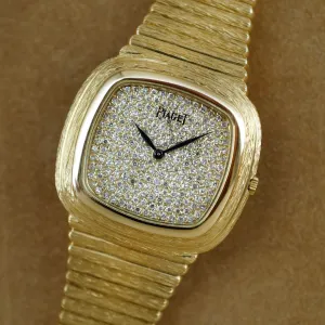 Piaget Yellow Gold Pave TV Shaped Warhol Case Ref. 95121 (New Arrival)