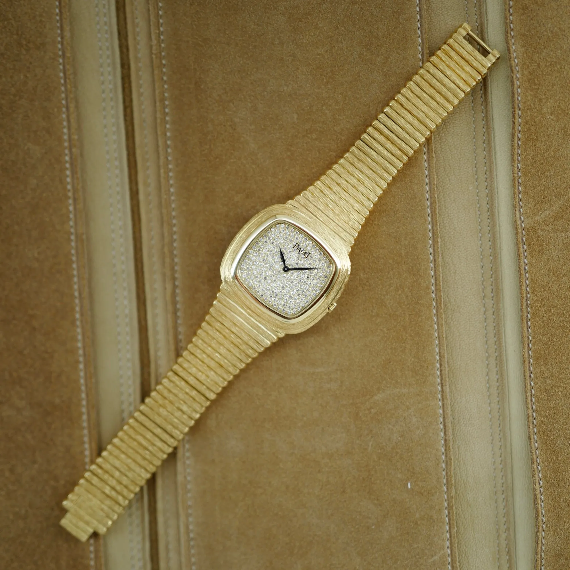 Piaget Yellow Gold Pave TV Shaped Warhol Case Ref. 95121 (New Arrival)