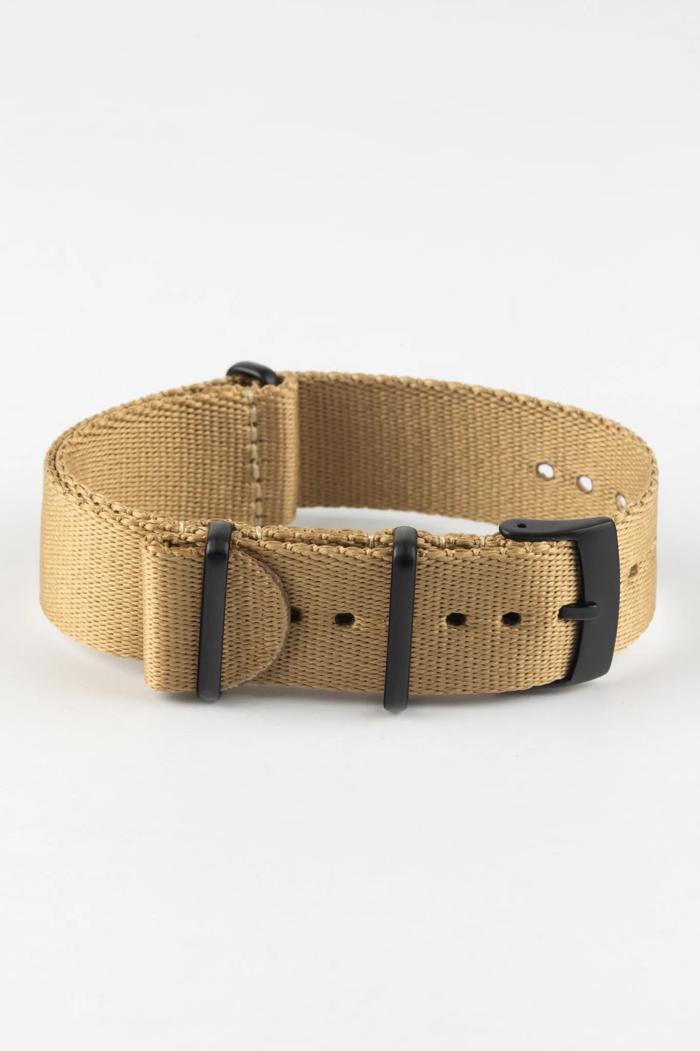 Premium Nylon Watch Strap in SAND with Black PVD Hardware