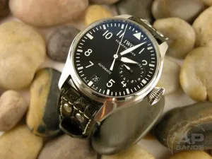 Prototipo Capolavoro Vintage Military Green Alligator Leather Deployant Strap For IWC Big Pilot, Stowa, Deba