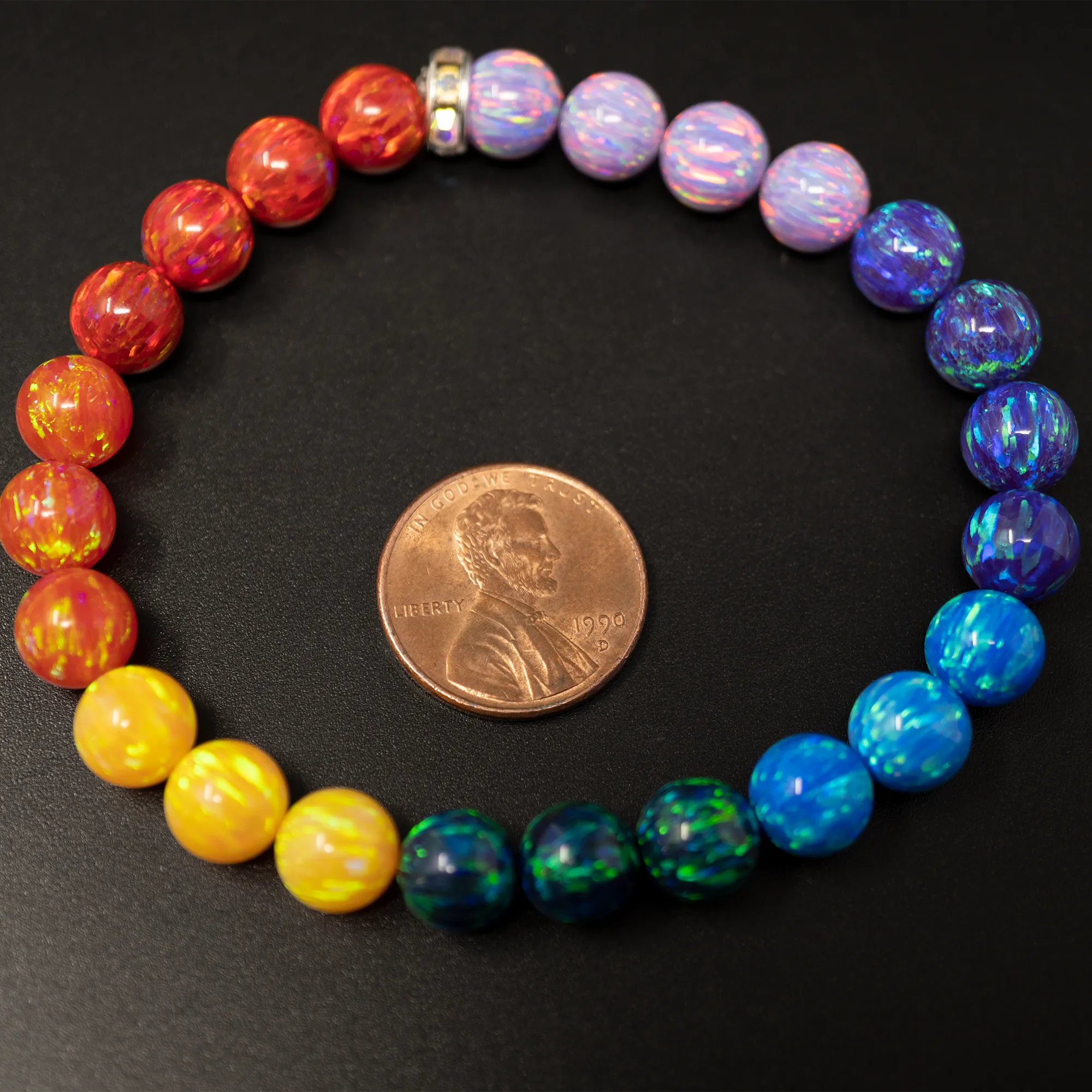 Rainbow Opal Beaded Bracelet - Continuous Color Pattern