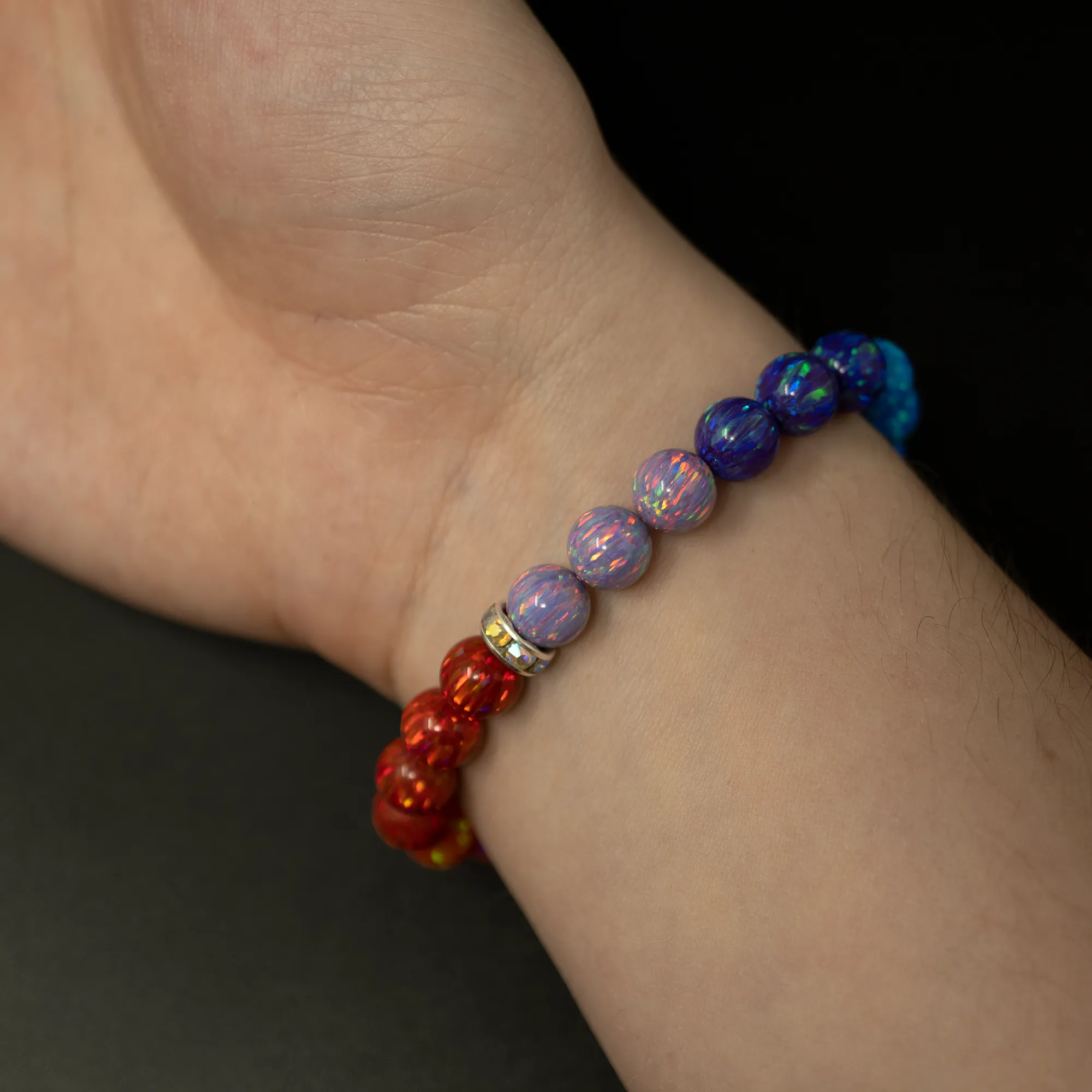 Rainbow Opal Beaded Bracelet - Continuous Color Pattern