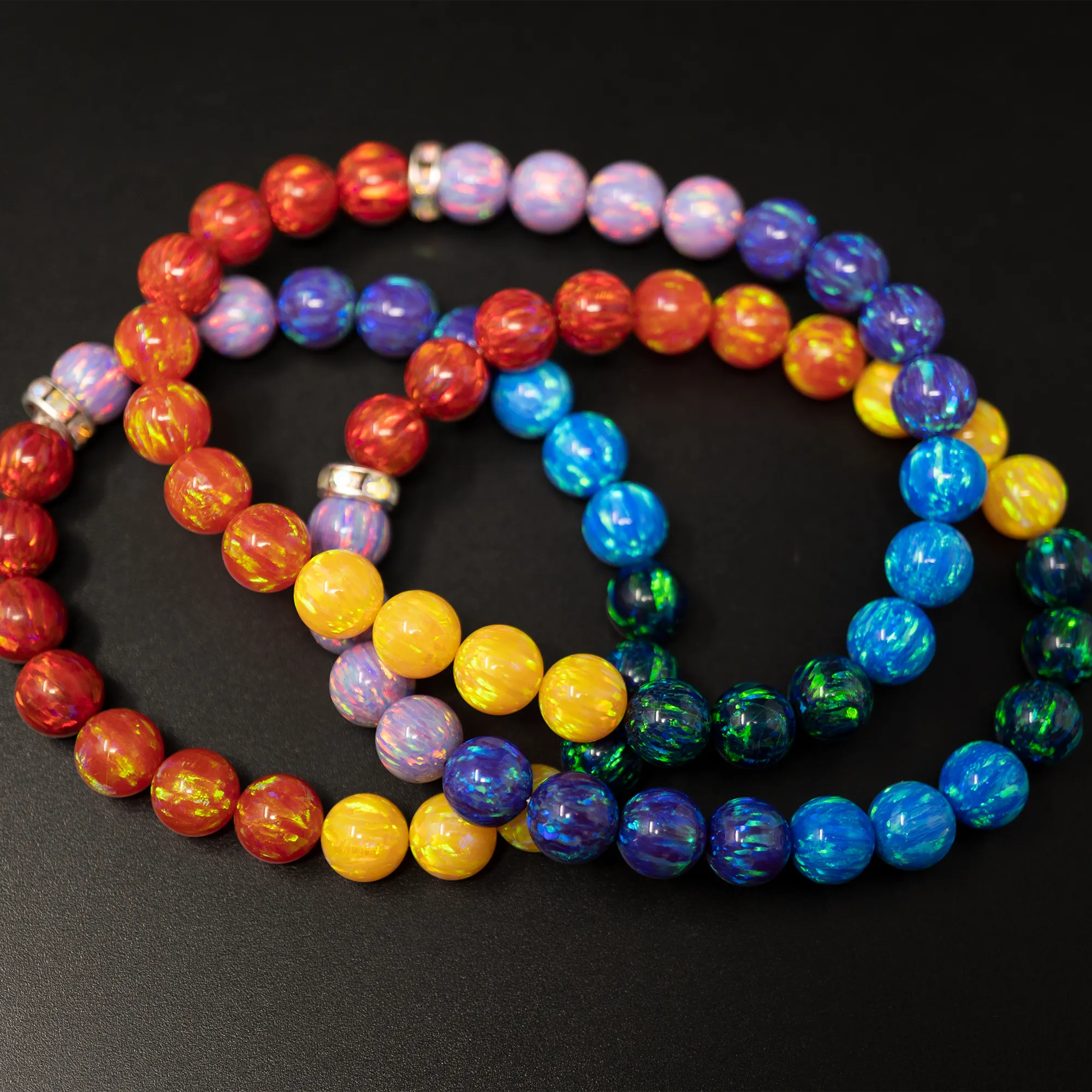 Rainbow Opal Beaded Bracelet - Continuous Color Pattern