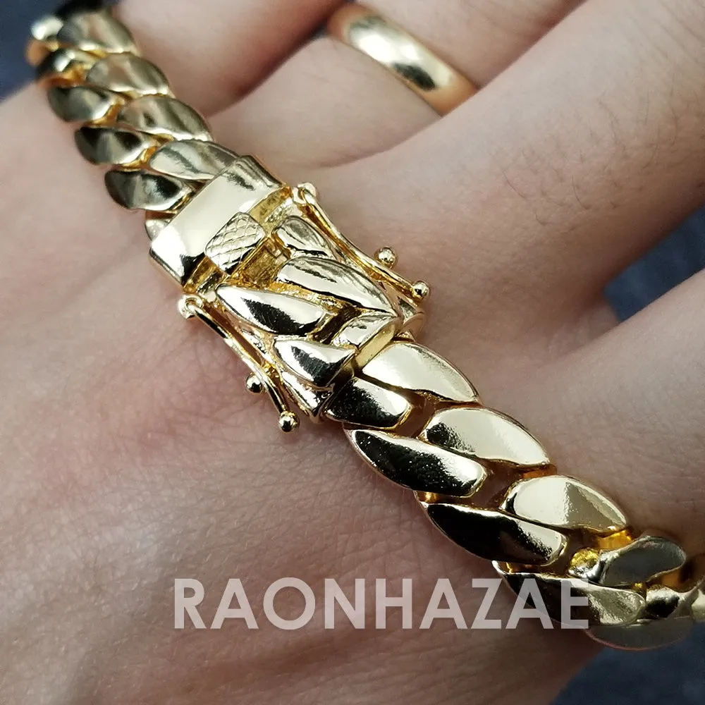 Raonhazae Hip Hop Iced Lab Diamond Blue Face Drake 14K Gold Plated Watch with Miami Cuban Chain Set - GTX001