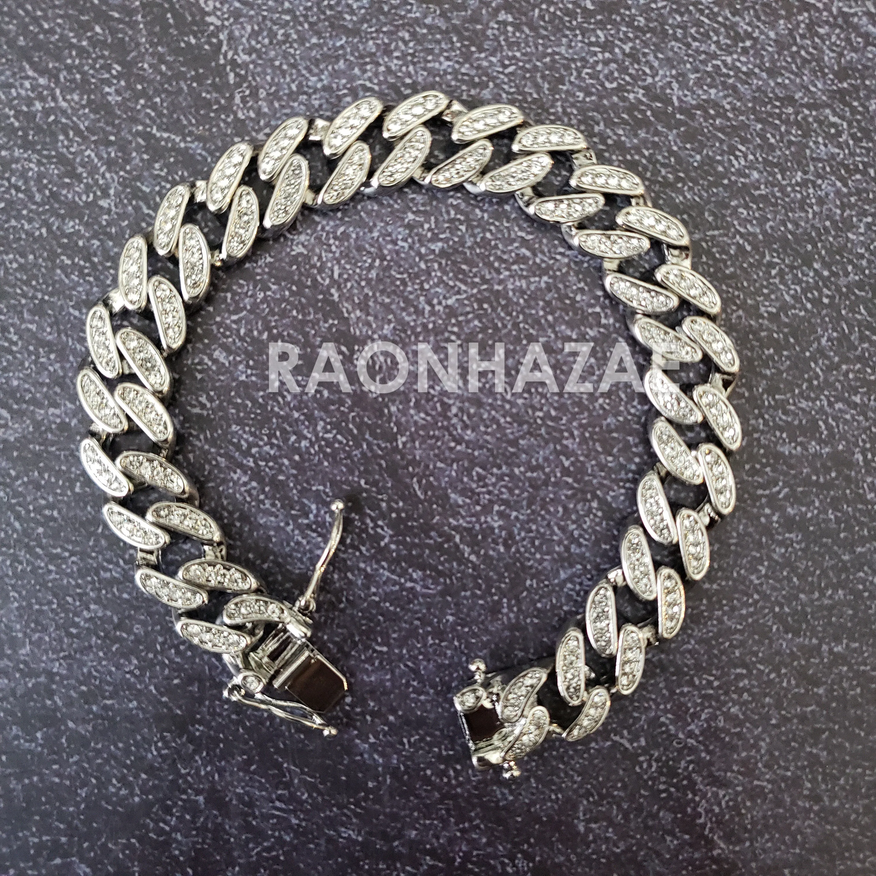 Raonhazae Silver Hip Hop Iced Lab Diamond Drizzy Drake 14K White Gold Plated Watch with 12mm Cuban Link Bracelet Set