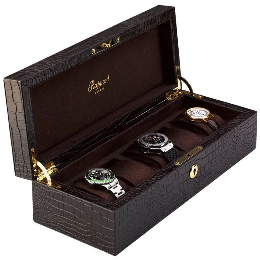 Rapport - Brompton 5 Watch Box in Brown Croco | L263