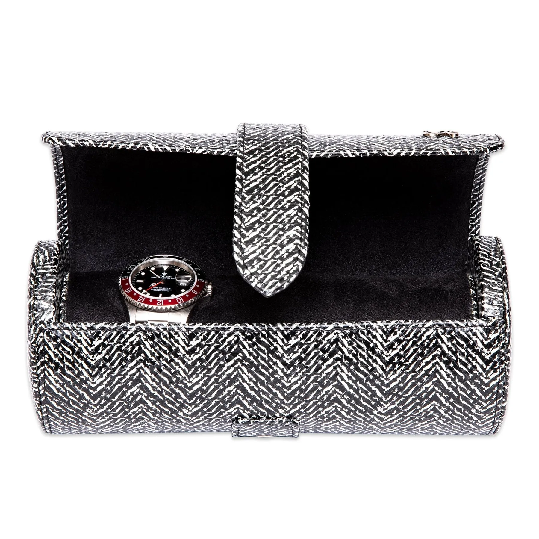 Rapport - Marlow Triple Watch Roll in Black Herringbone | D147