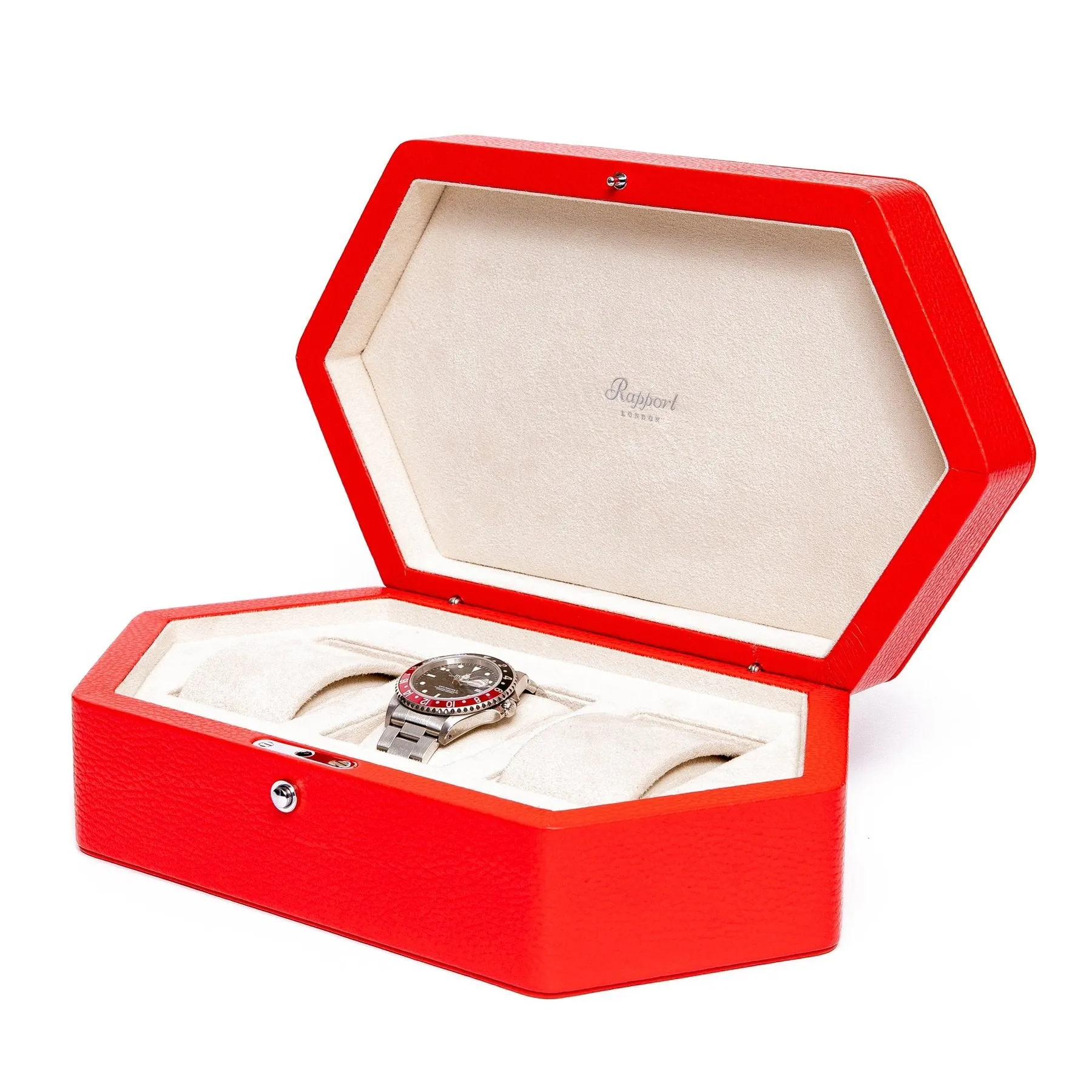 Rapport - Portobello Triple Watch Box in Red Leather | TA42
