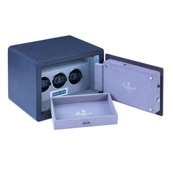 Rapport - Savoy Watch Winder Safe in Grey Leather | W650
