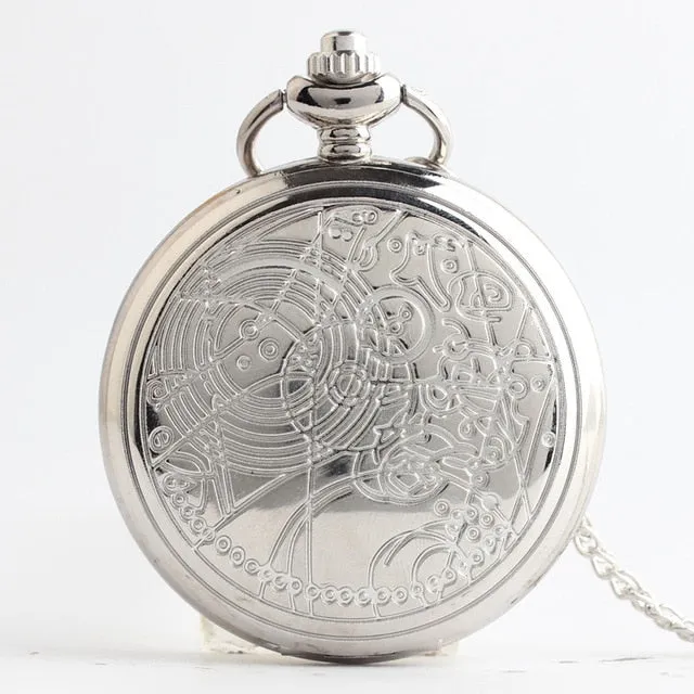 Retro Smooth Men Black Pocket Watch Silver Polish Quartz Fob Pocket Watches Pendant with Chain