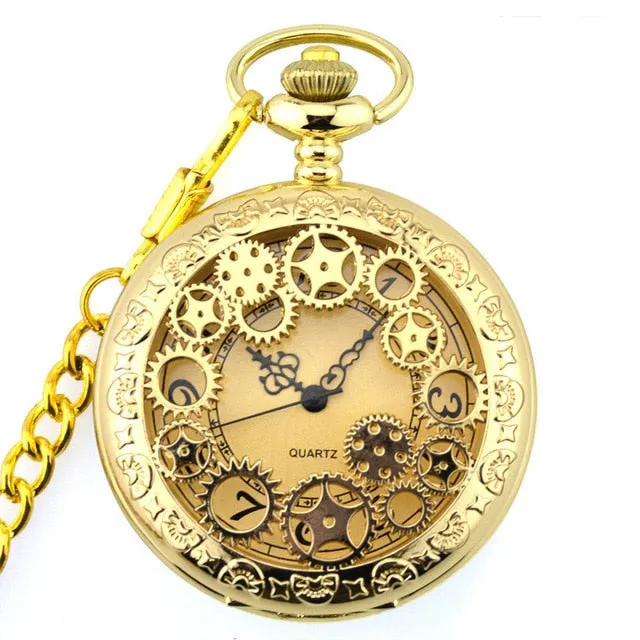 Retro Smooth Men Black Pocket Watch Silver Polish Quartz Fob Pocket Watches Pendant with Chain