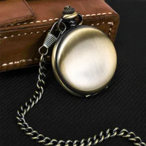 Retro Smooth Men Black Pocket Watch Silver Polish Quartz Fob Pocket Watches Pendant with Chain