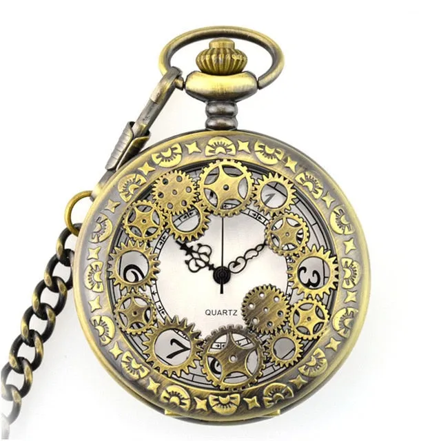 Retro Smooth Men Black Pocket Watch Silver Polish Quartz Fob Pocket Watches Pendant with Chain