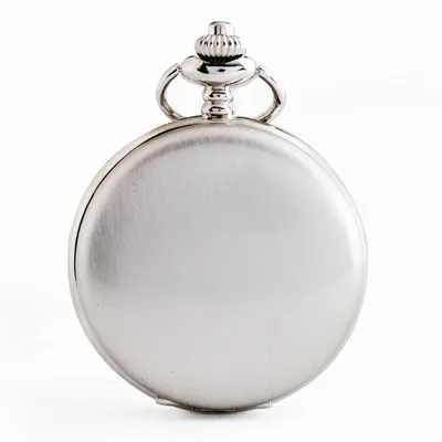 Retro Smooth Men Black Pocket Watch Silver Polish Quartz Fob Pocket Watches Pendant with Chain