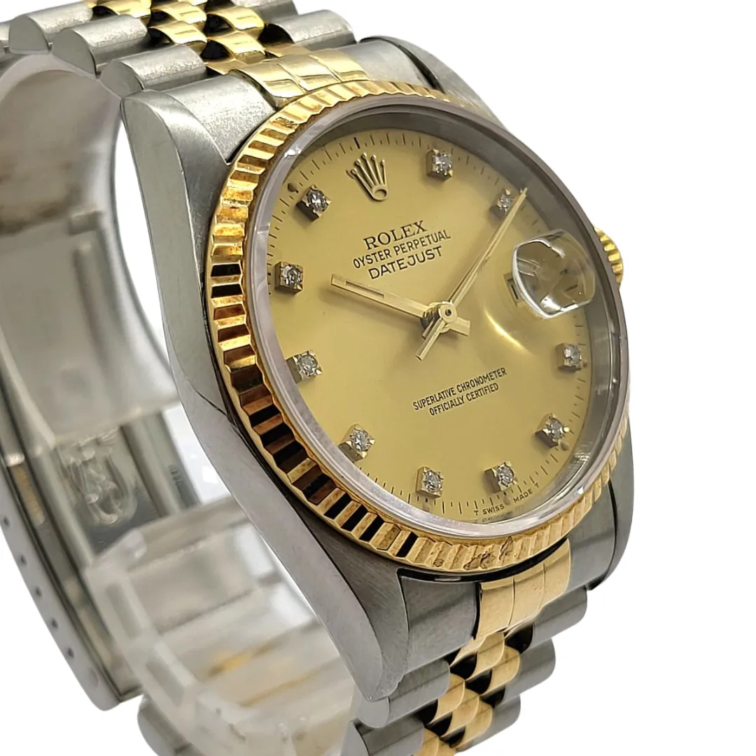 Rolex 16233 Datejust 36mm Half Gold Diamond Watch