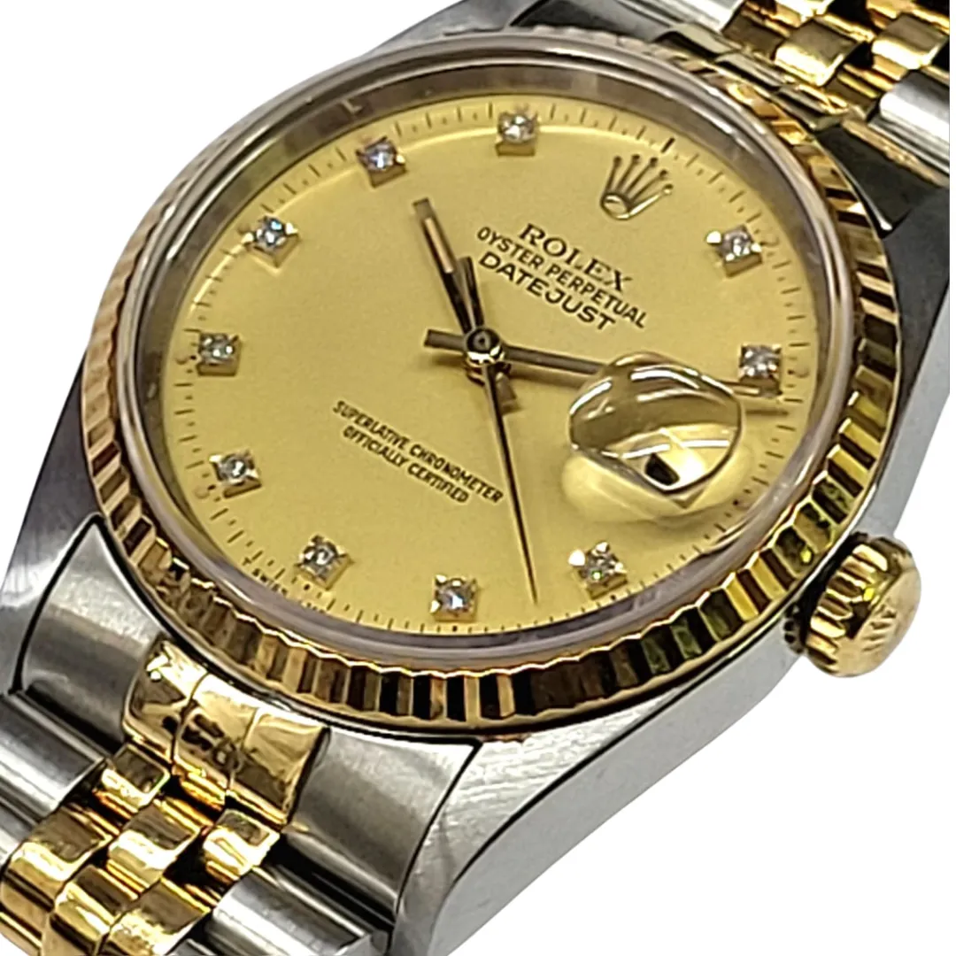 Rolex 16233 Datejust 36mm Half Gold Diamond Watch