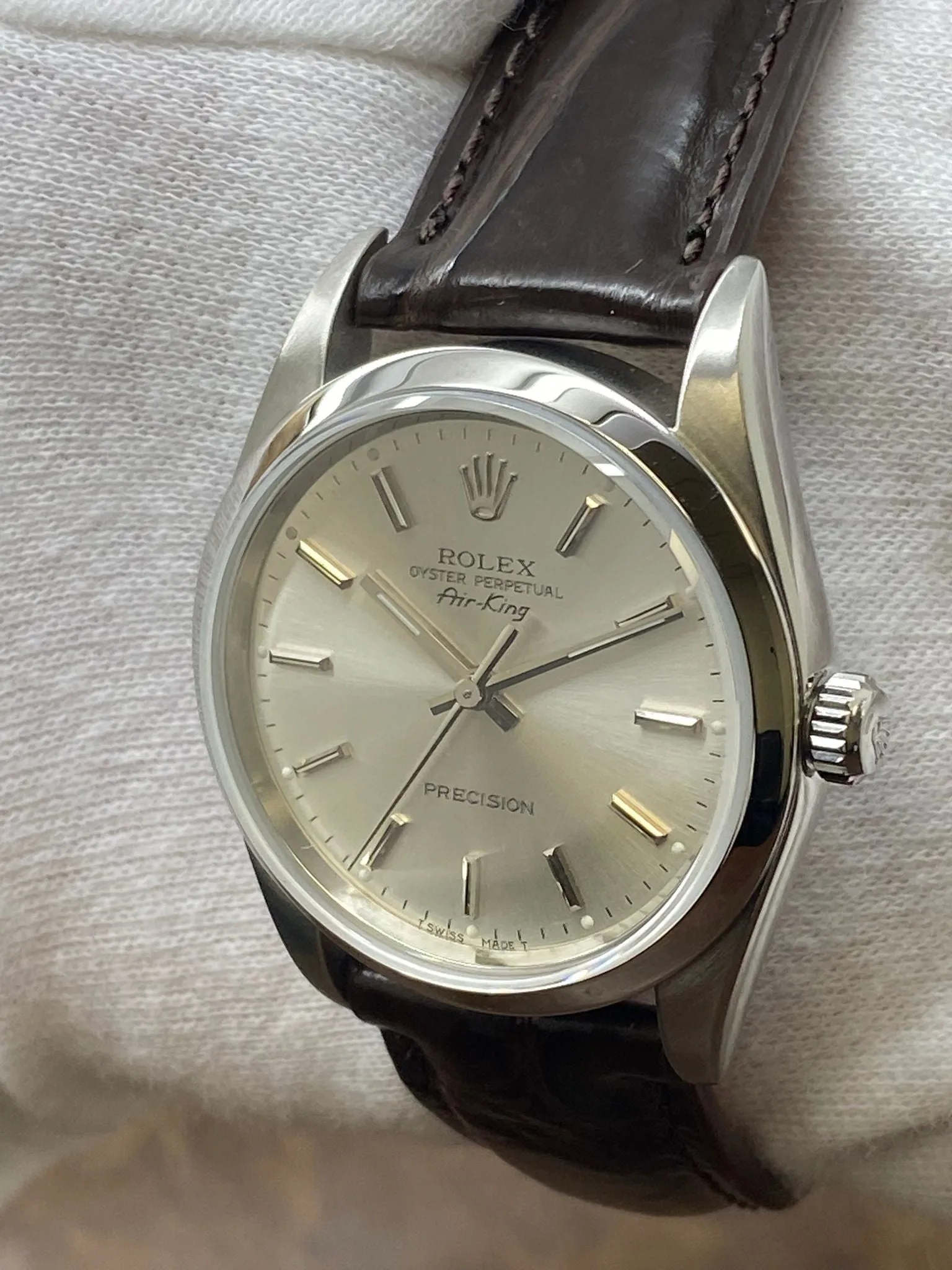 Rolex Air-King 34mm Precision 14000 Silver Dial Automatic Watch