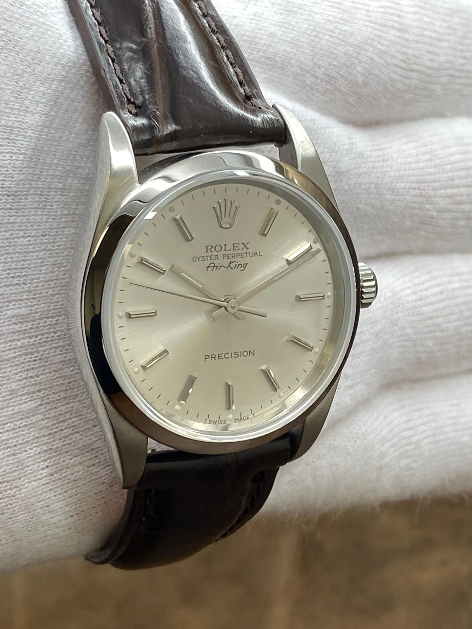 Rolex Air-King 34mm Precision 14000 Silver Dial Automatic Watch