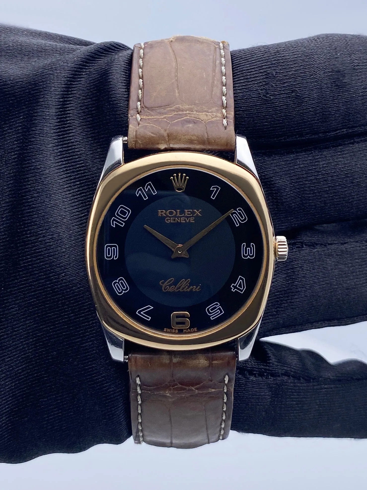 Rolex Cellini Danaos 4233 18K White & Rose Gold Mens Watch Box Papers