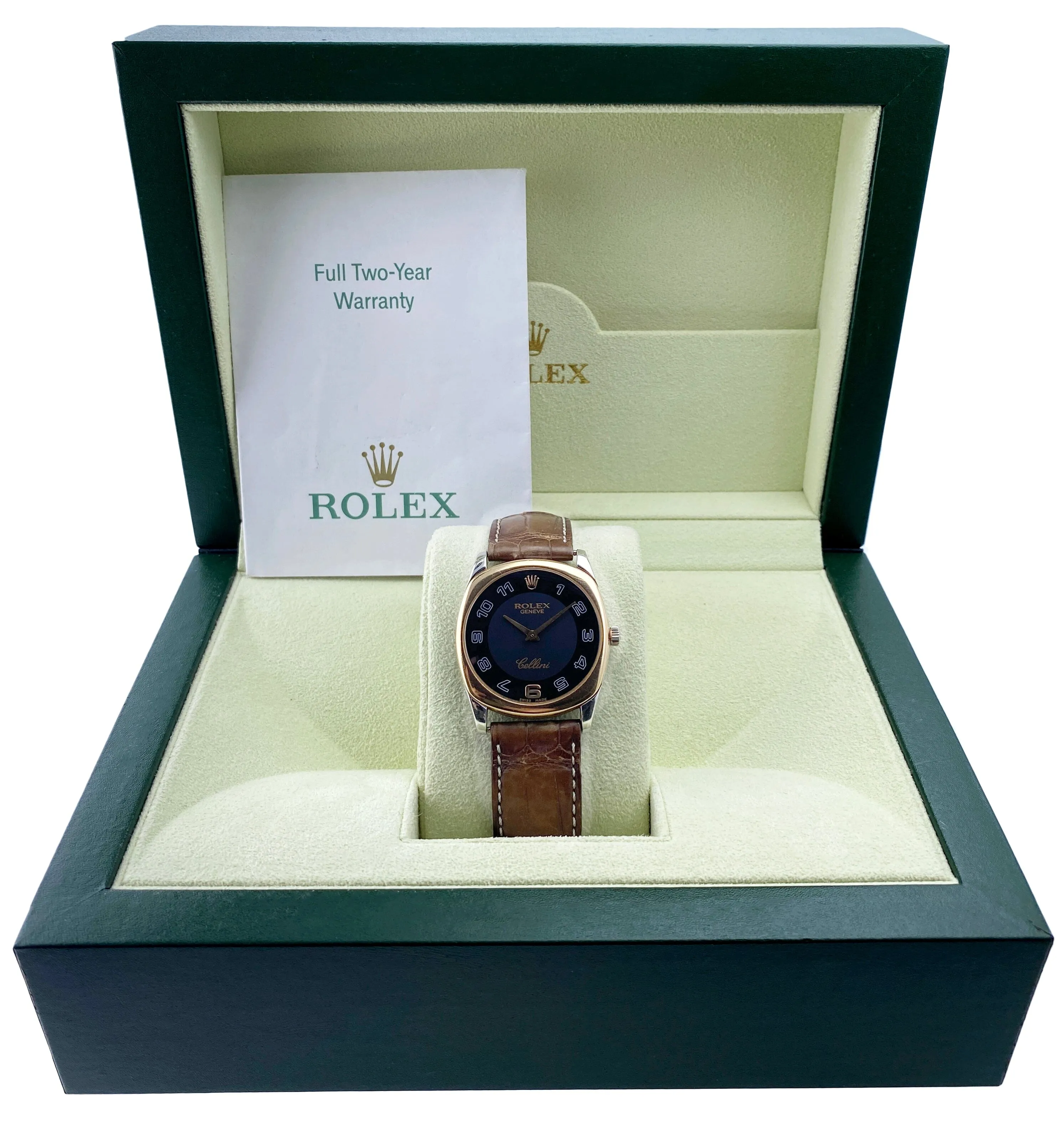 Rolex Cellini Danaos 4233 18K White & Rose Gold Mens Watch Box Papers