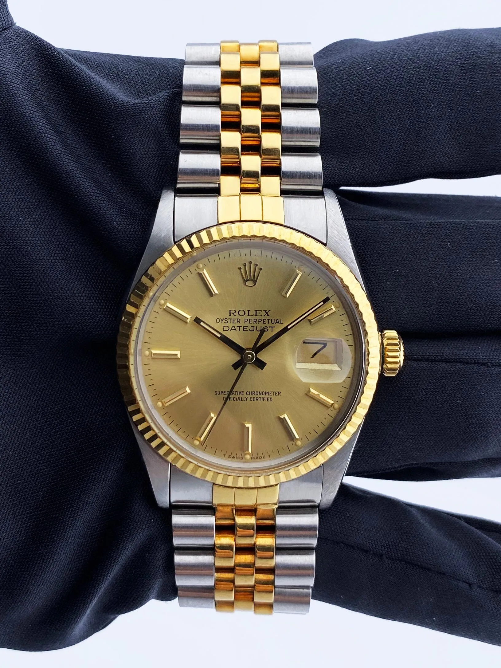Rolex Datejust 16013 Champagne Dial Mens Watch Box Papers