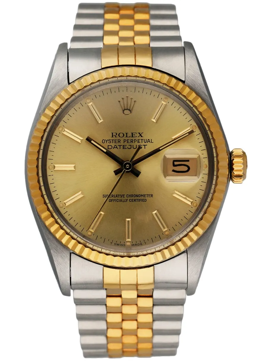 Rolex Datejust 16013 Champagne Dial Mens Watch Box Papers