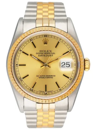 Rolex Datejust 16233 Champagne Dial Mens Watch