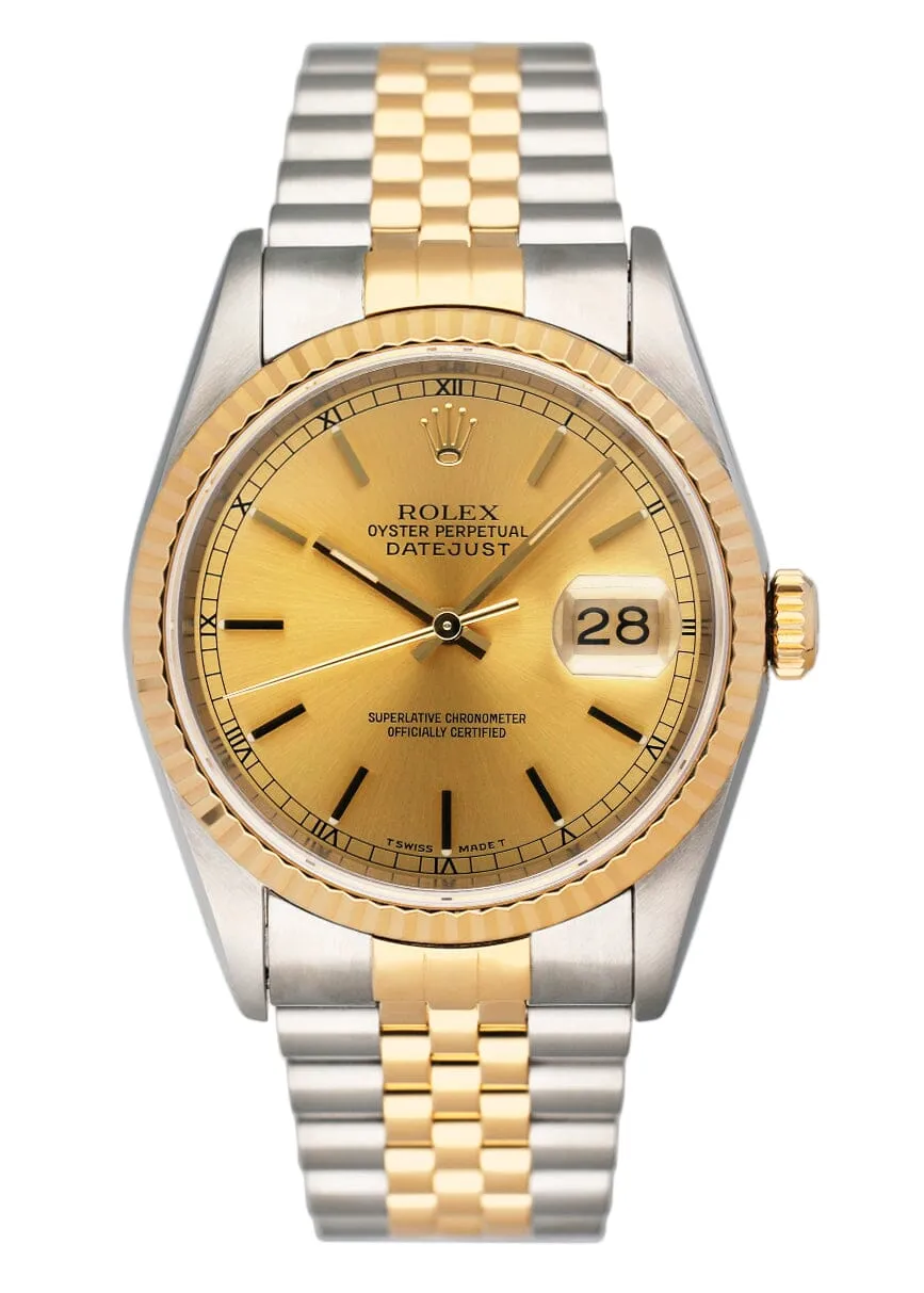 Rolex Datejust 16233 Champagne Dial Mens Watch