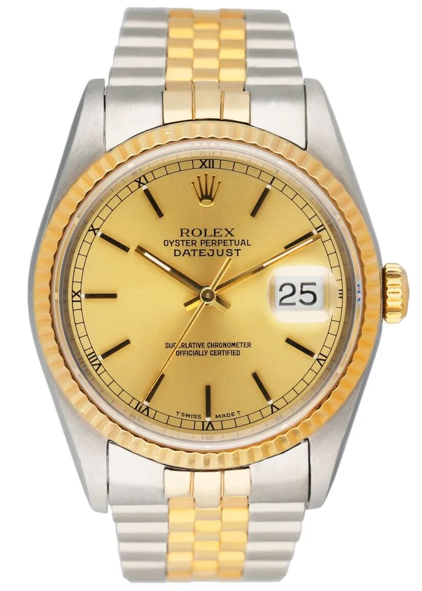 Rolex Datejust 16233 Champagne Dial Mens Watch
