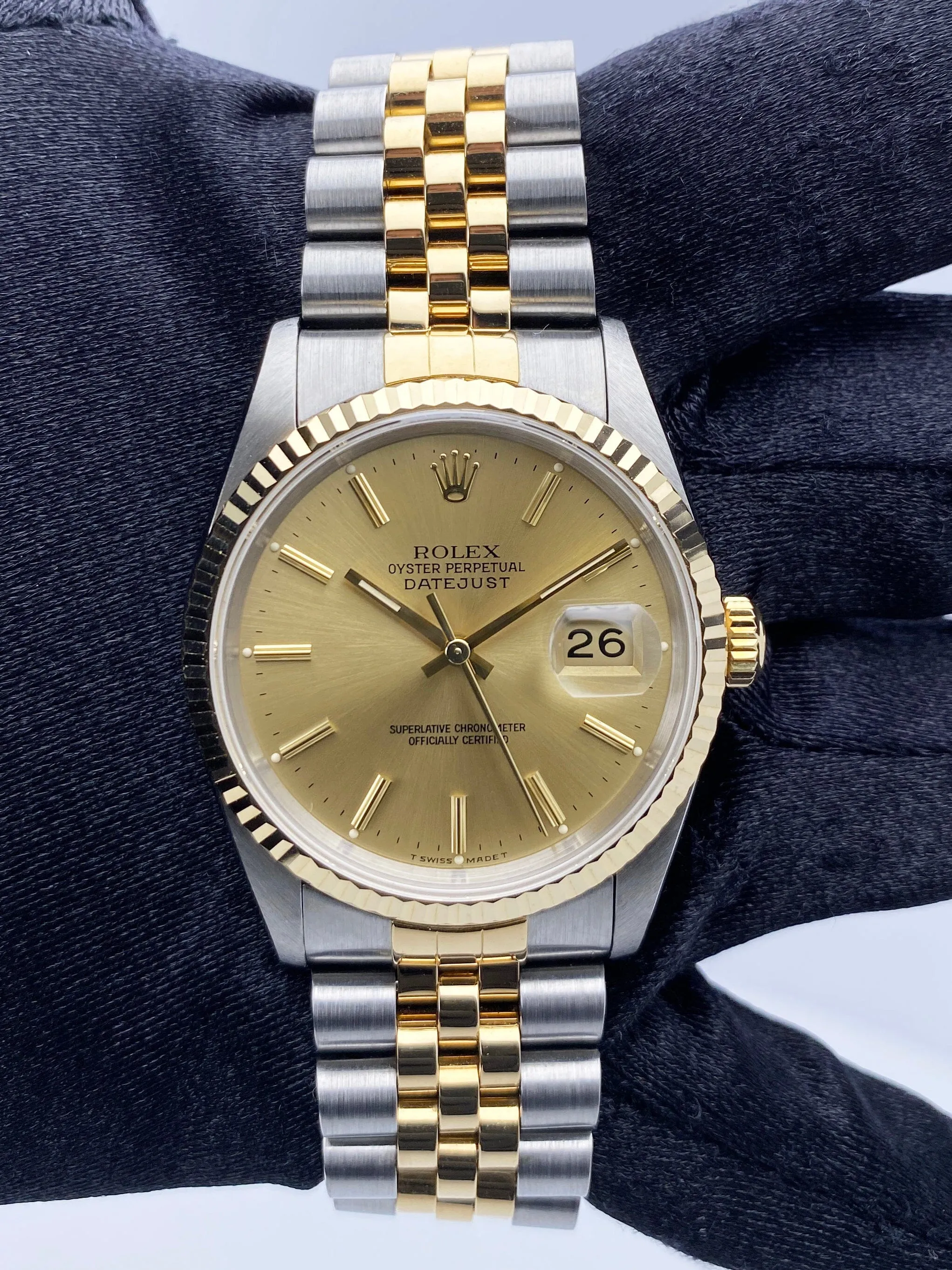 Rolex Datejust 16233 Champagne Dial Two Tone Mens Watch