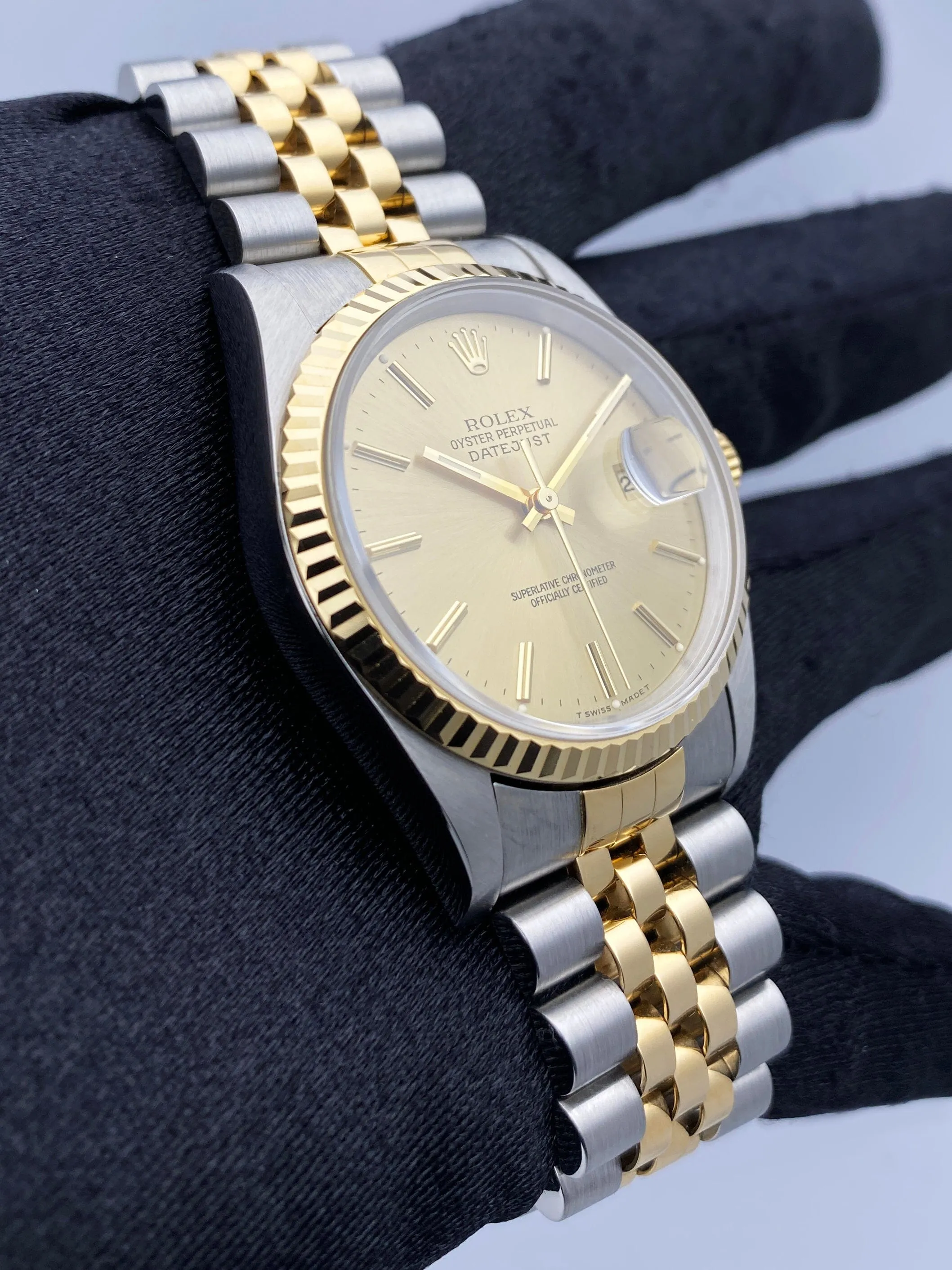 Rolex Datejust 16233 Champagne Dial Two Tone Mens Watch