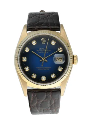 Rolex DateJust 16238 Vignette Diamond Dial Yellow Gold Men's Watch