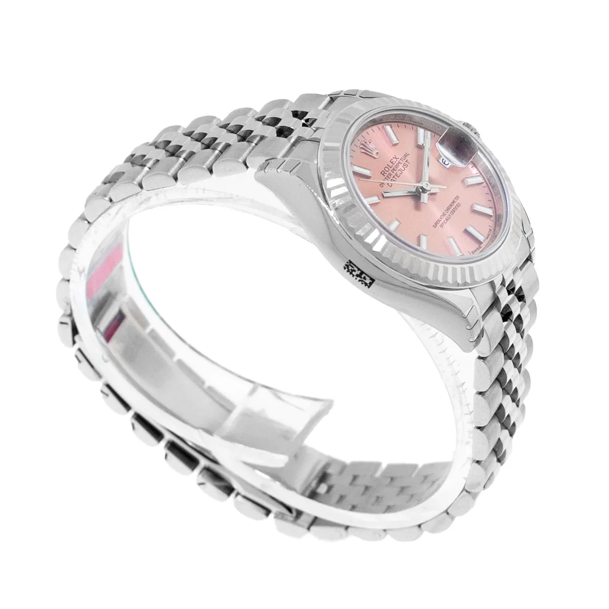 Rolex Datejust 28mm White Gold & Steel Pink Index Dial & Fluted Bezel 279174