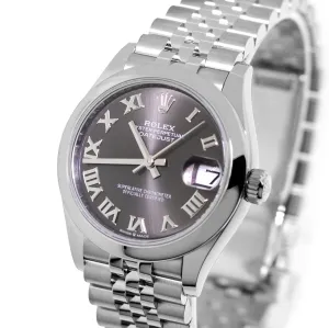 Rolex Datejust 31mm Stainless Steel Grey Sunray Roman Dial & Smooth Bezel 278240