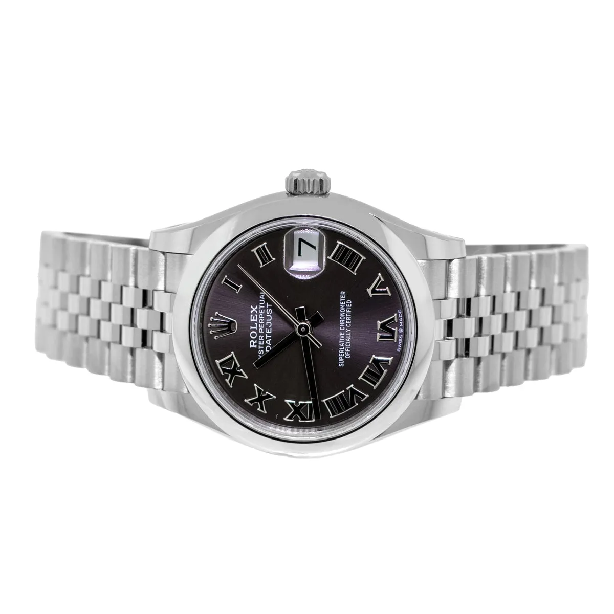 Rolex Datejust 31mm Stainless Steel Grey Sunray Roman Dial & Smooth Bezel 278240