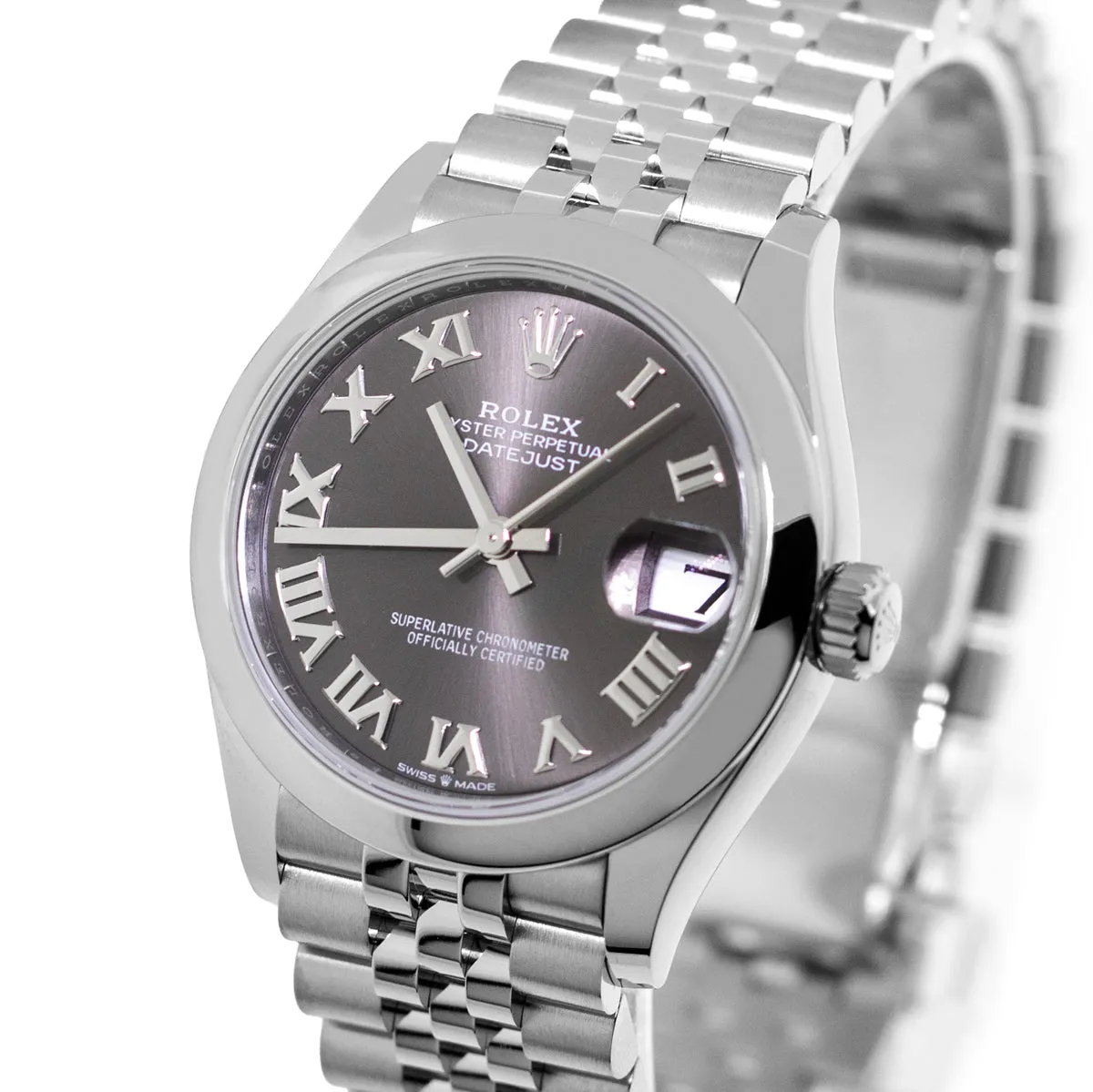 Rolex Datejust 31mm Stainless Steel Grey Sunray Roman Dial & Smooth Bezel 278240