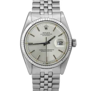 Rolex DateJust 36mm SILVER PIE PAN Stainless Steel 18K Fluted JUBILEE 1601 BOX